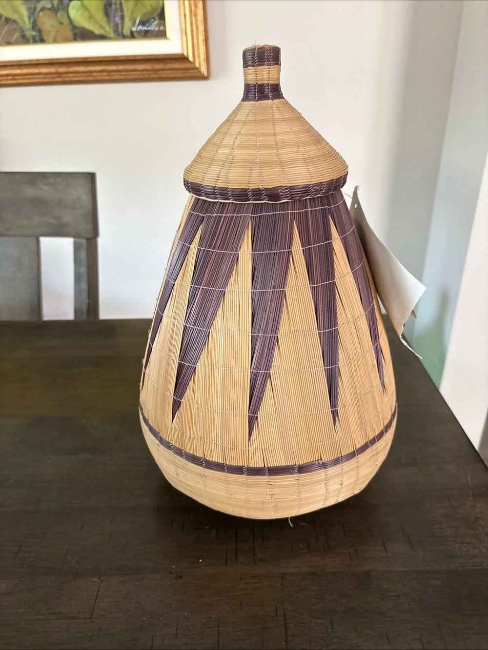 African Rwanda  Tutti Hand Woven Geometric Folk Art Basket
